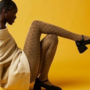 Free People x EMilio Cavallini stellar sheer tights gold NWT